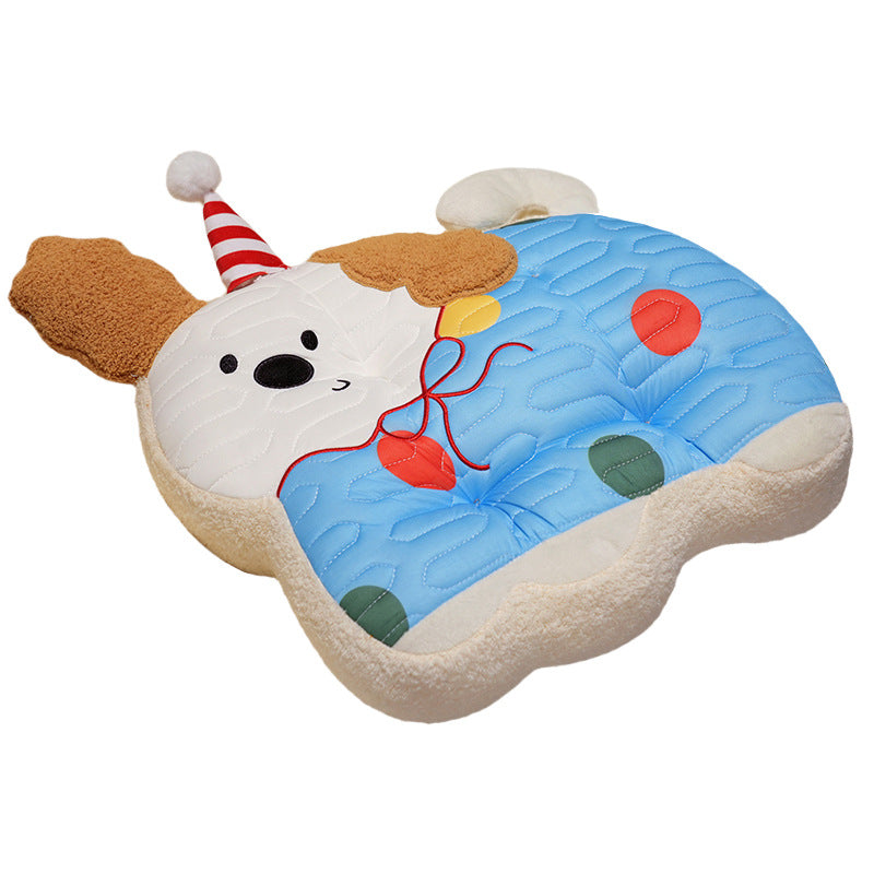 Padded plush dog-shaped cushion with ergonomic seating recess — product view 4