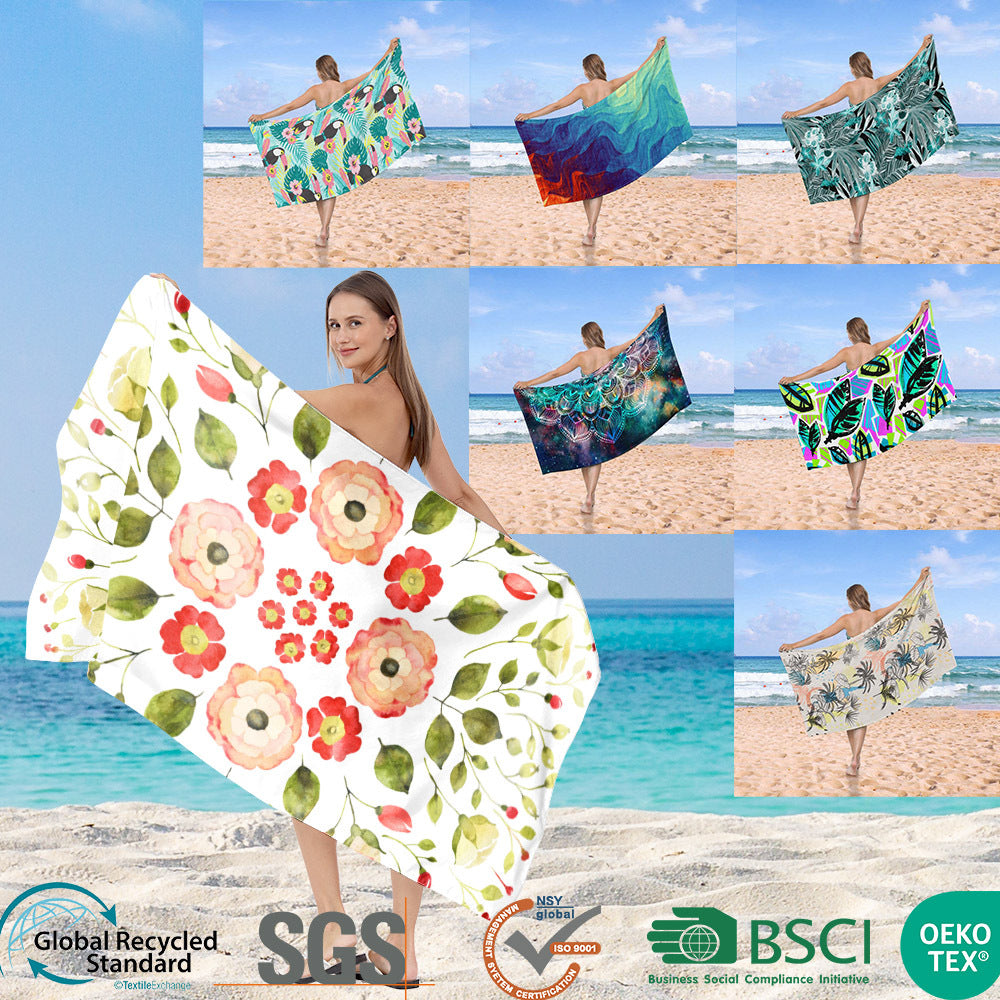 Beach towel in creative wave pattern LoungeYard — product view 1