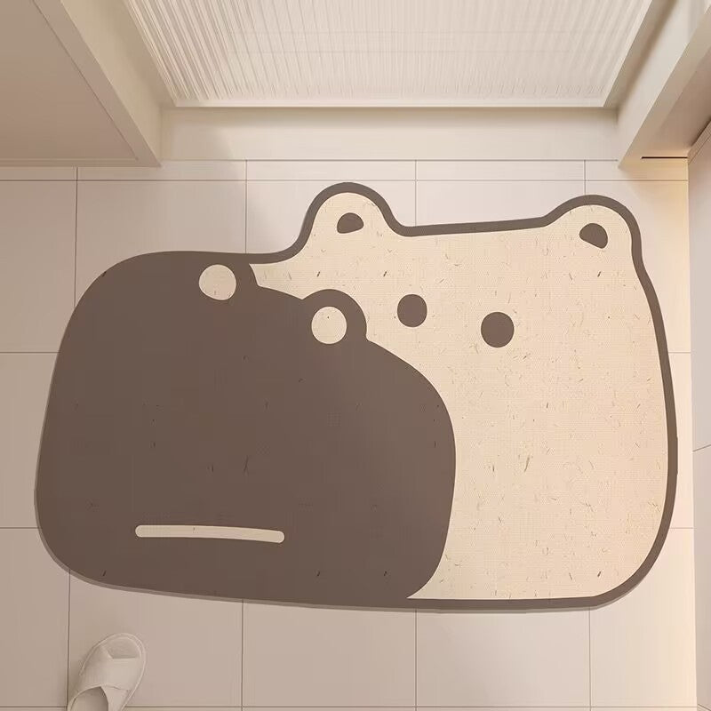 Cute Hippo-Shaped Bath Mat — product view 1