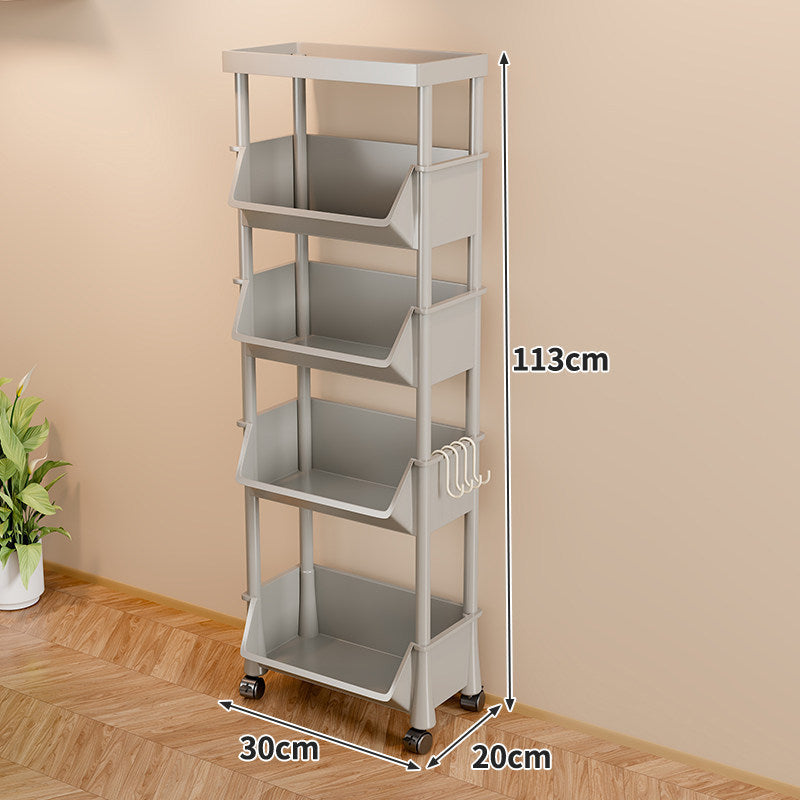 Compact Two-Tier Rolling Storage Cart with Side Hooks — product view 3