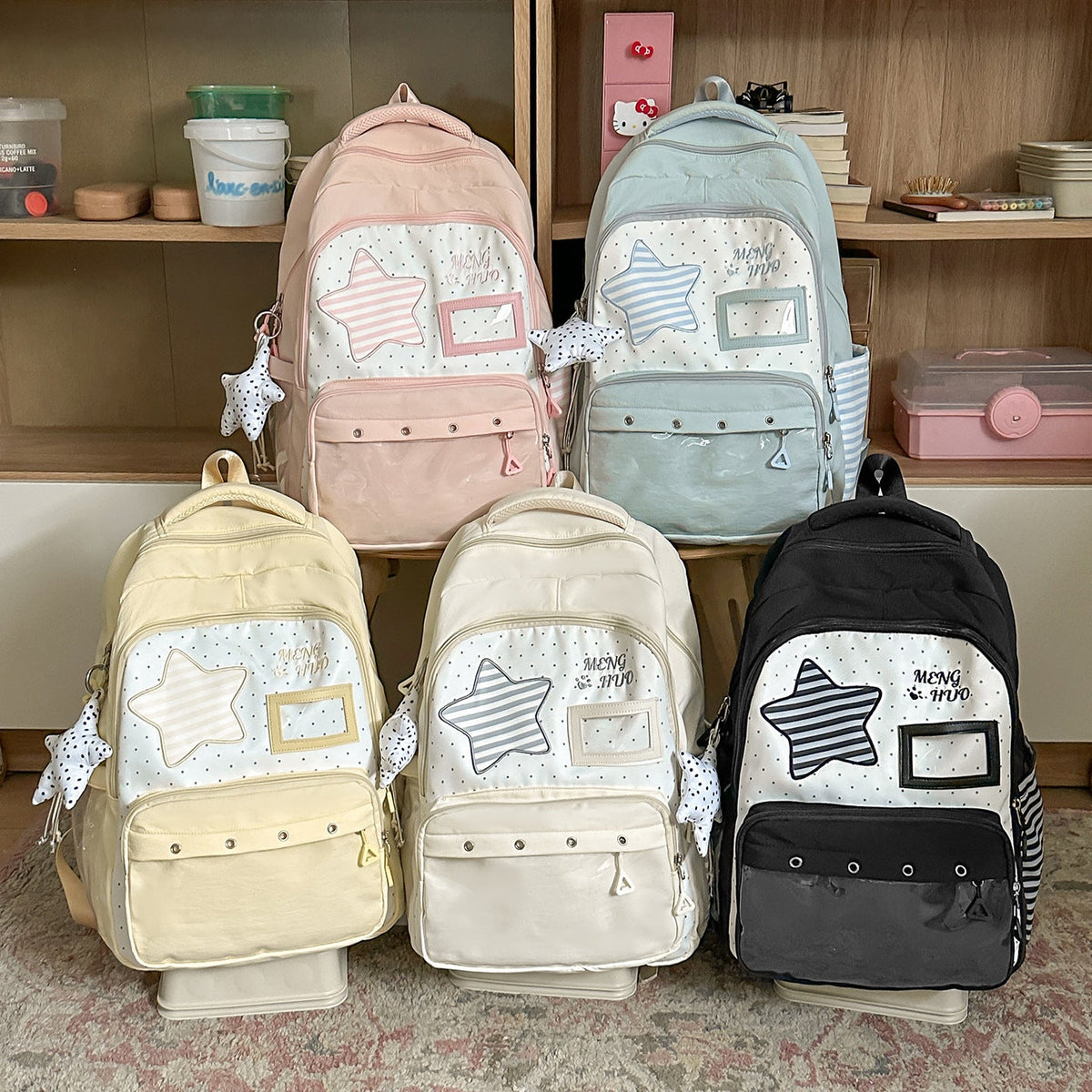 Playful Star-Embellished School Backpack LoungeYard — product view 4