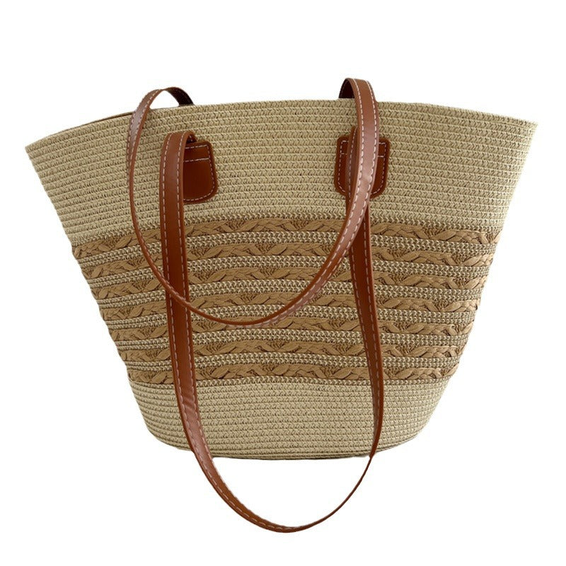 Handcrafted wicker bag with elegant leather accents LoungeYard — product view 4