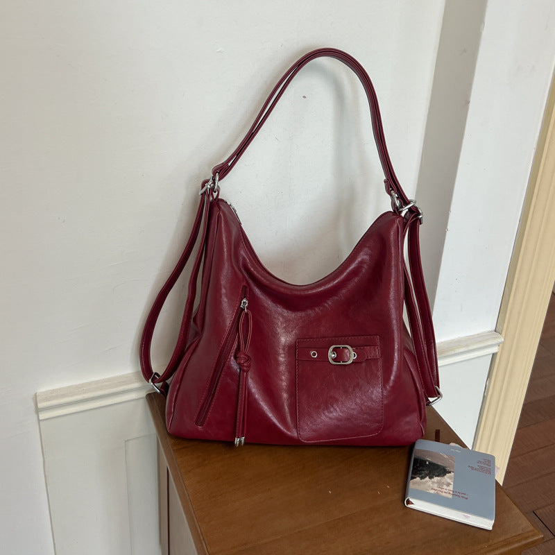 Vintage-Inspired Soft Leather Hobo Bag — product view 7
