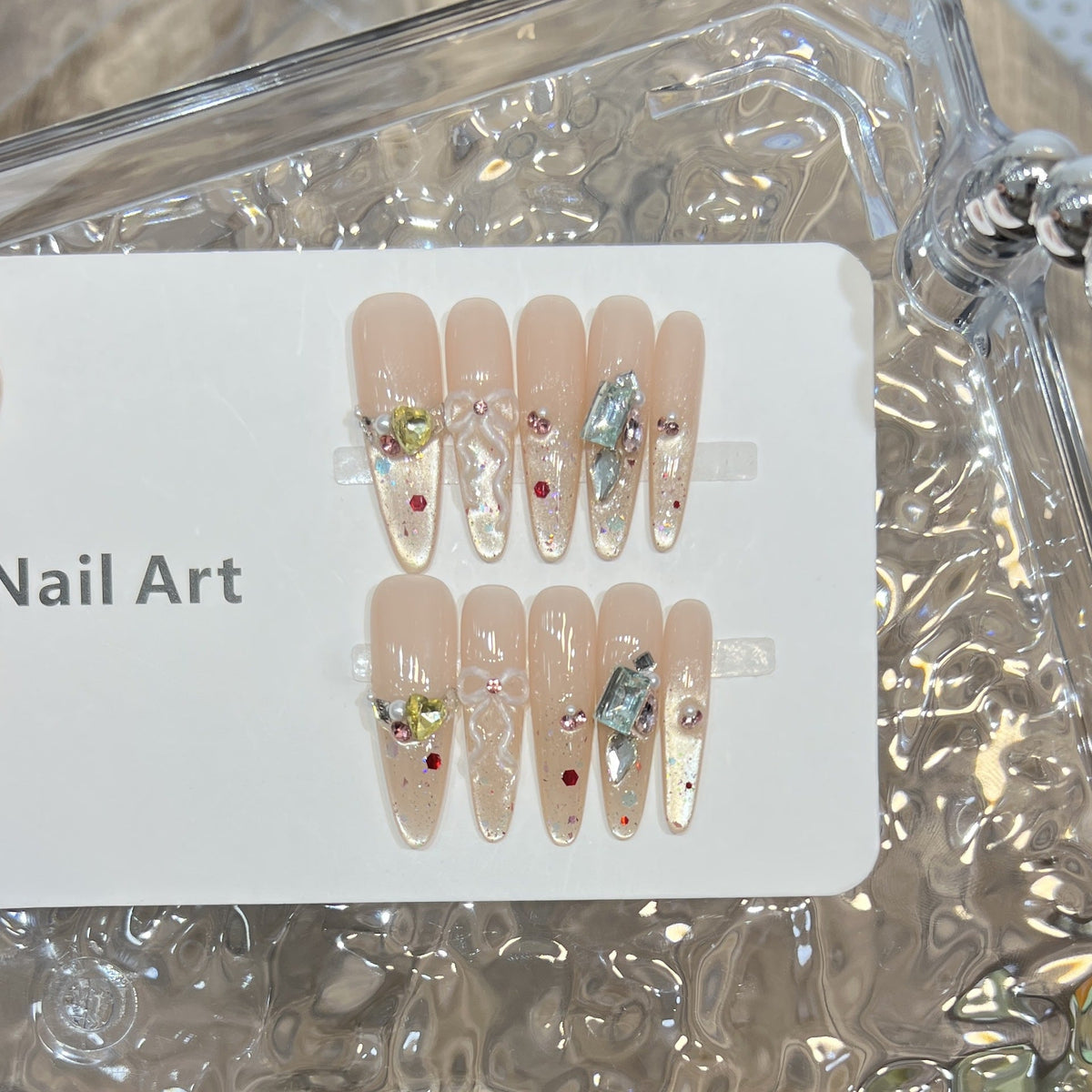 Glamorous Rhinestone-Decorated Press-On Nail Set — product view 1