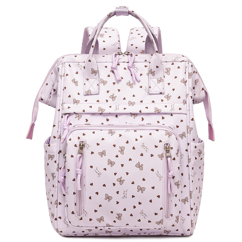 Stylish Heart-Printed Multi-Pocket Backpack LoungeYard — product view 6