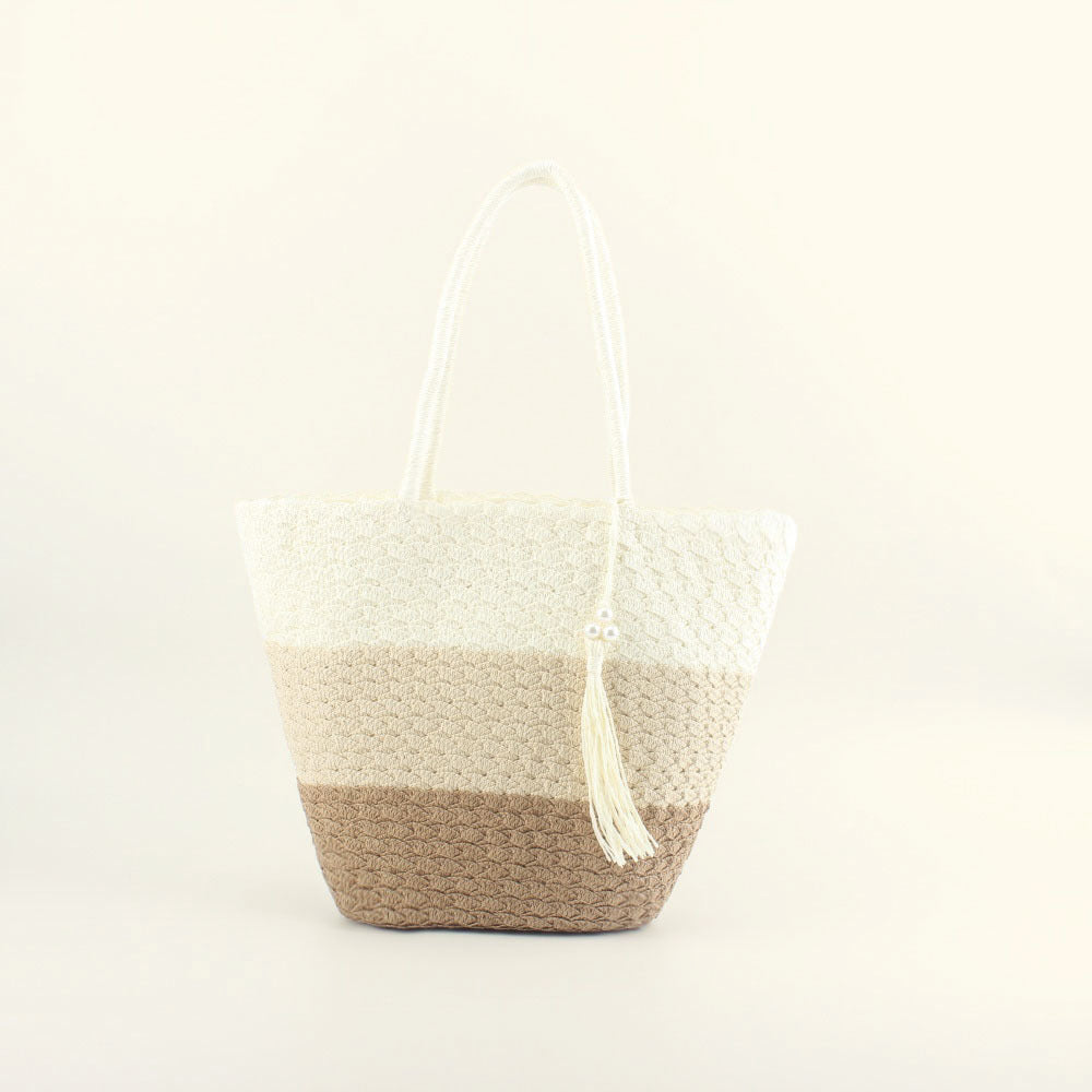 Fashionable crochet shoulder bag with tassel LoungeYard — product view 2