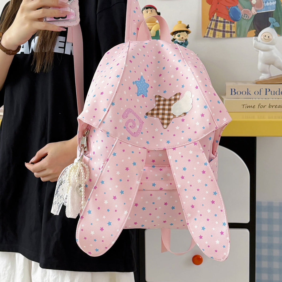 Cute Bunny-Ear Decorative Backpack LoungeYard — product view 3