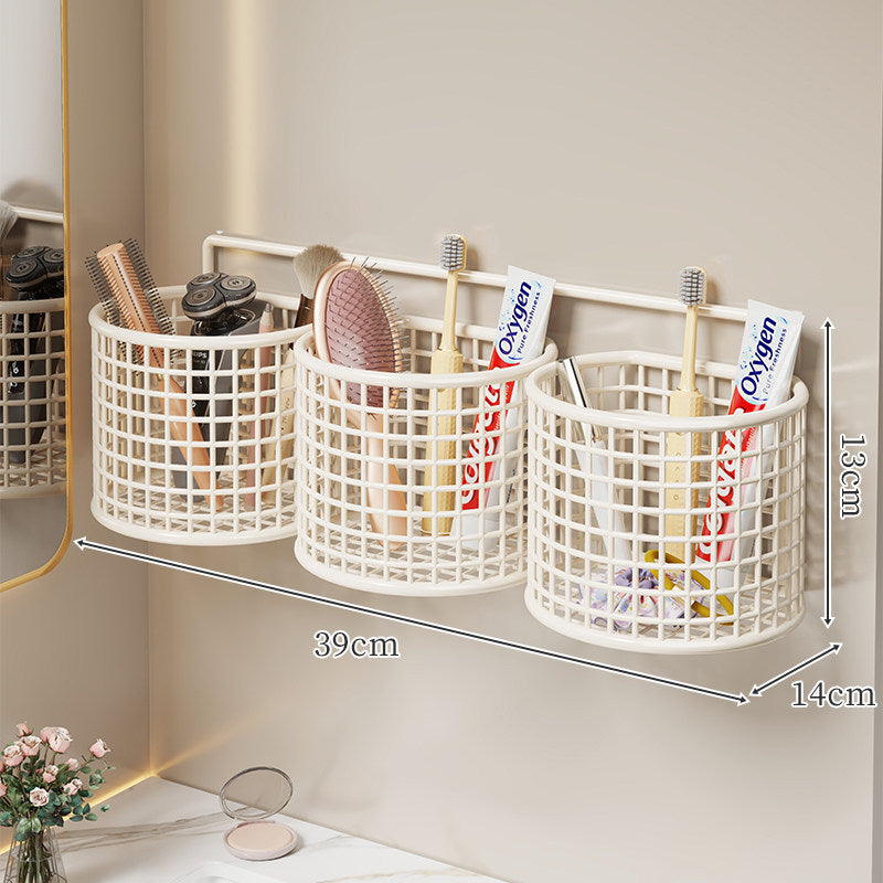 Wall-Mounted Ventilated Plastic Bathroom Organizer Basket for Toiletries and Razors — product view 5