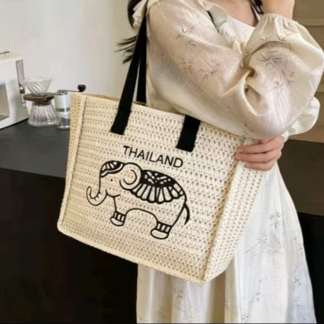 Cotton shopping bag with elephant design LoungeYard — product view 2