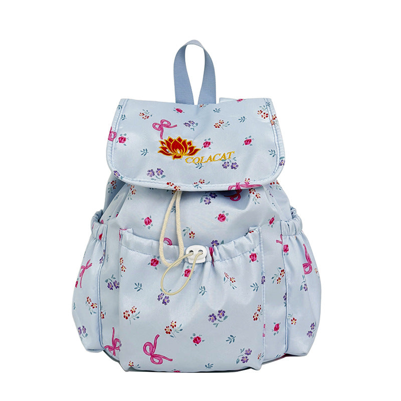 Floral-Embellished Drawstring Backpack LoungeYard — product view 5