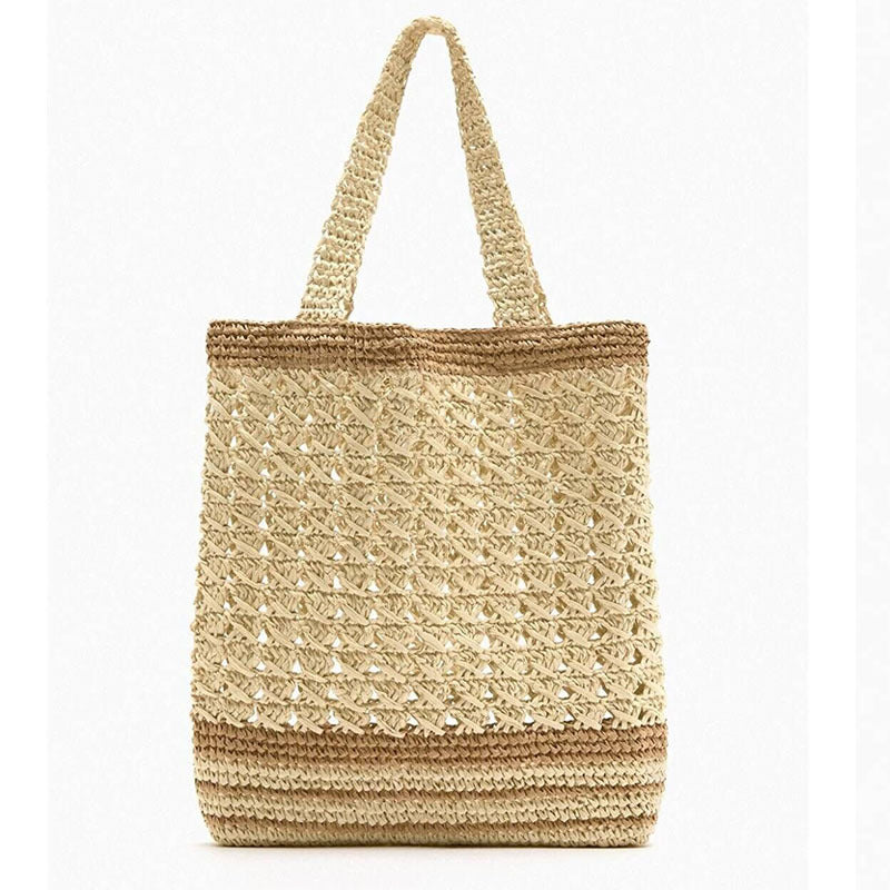 Handcrafted basket bag with modern striped design LoungeYard — product view 6