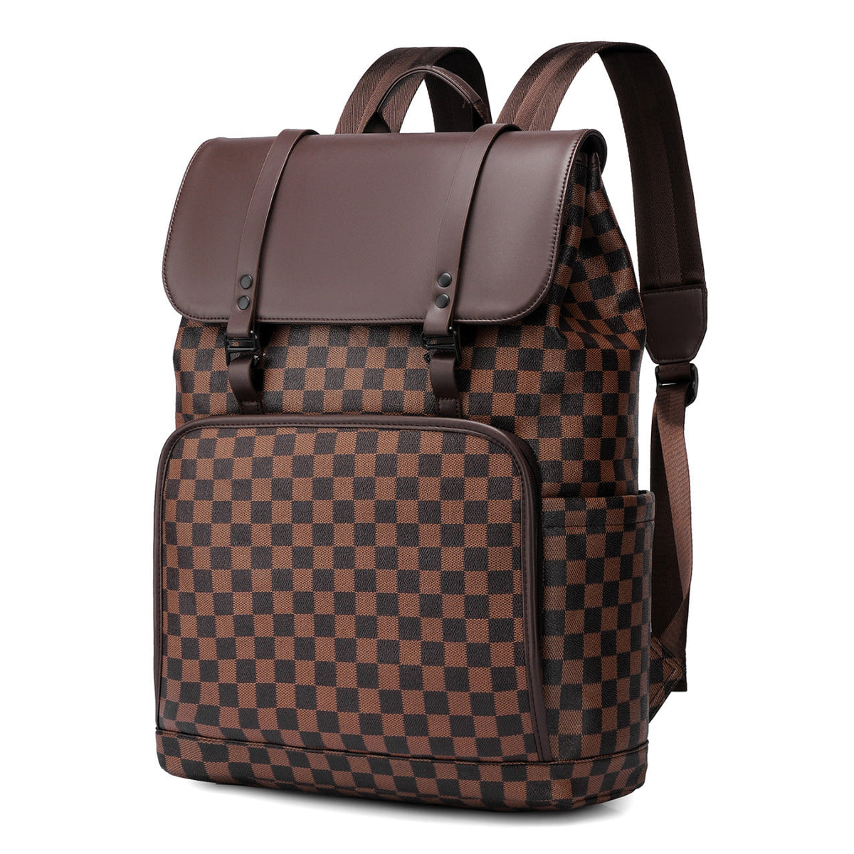 Stylish Checkerboard Pattern Backpack LoungeYard — product view 6