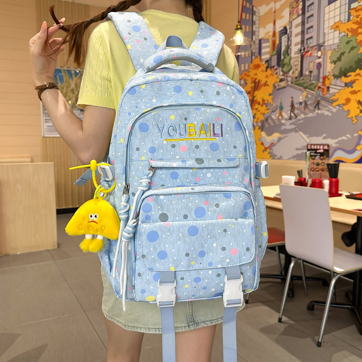 Playful Polka Dot School Backpack LoungeYard — product view 3