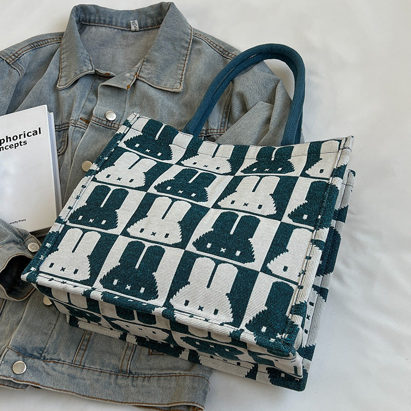 Cute Rabbit Print Canvas Tote Bag — product view 1