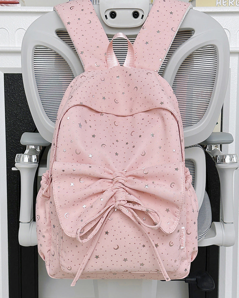 Starry Print Bow-Detail Backpack LoungeYard — product view 5