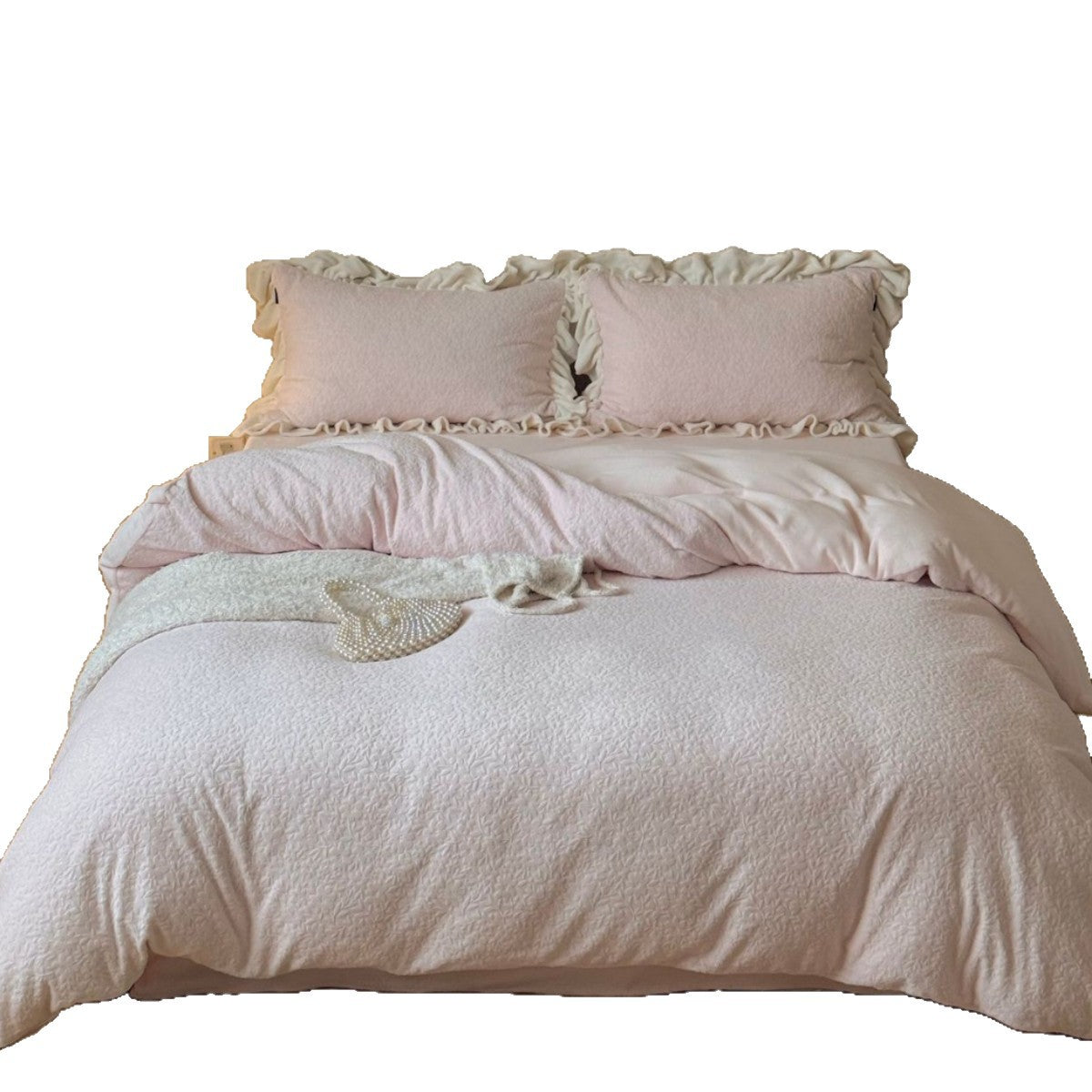 Bedding set with ruffle border and textured cotton blend — product view 5