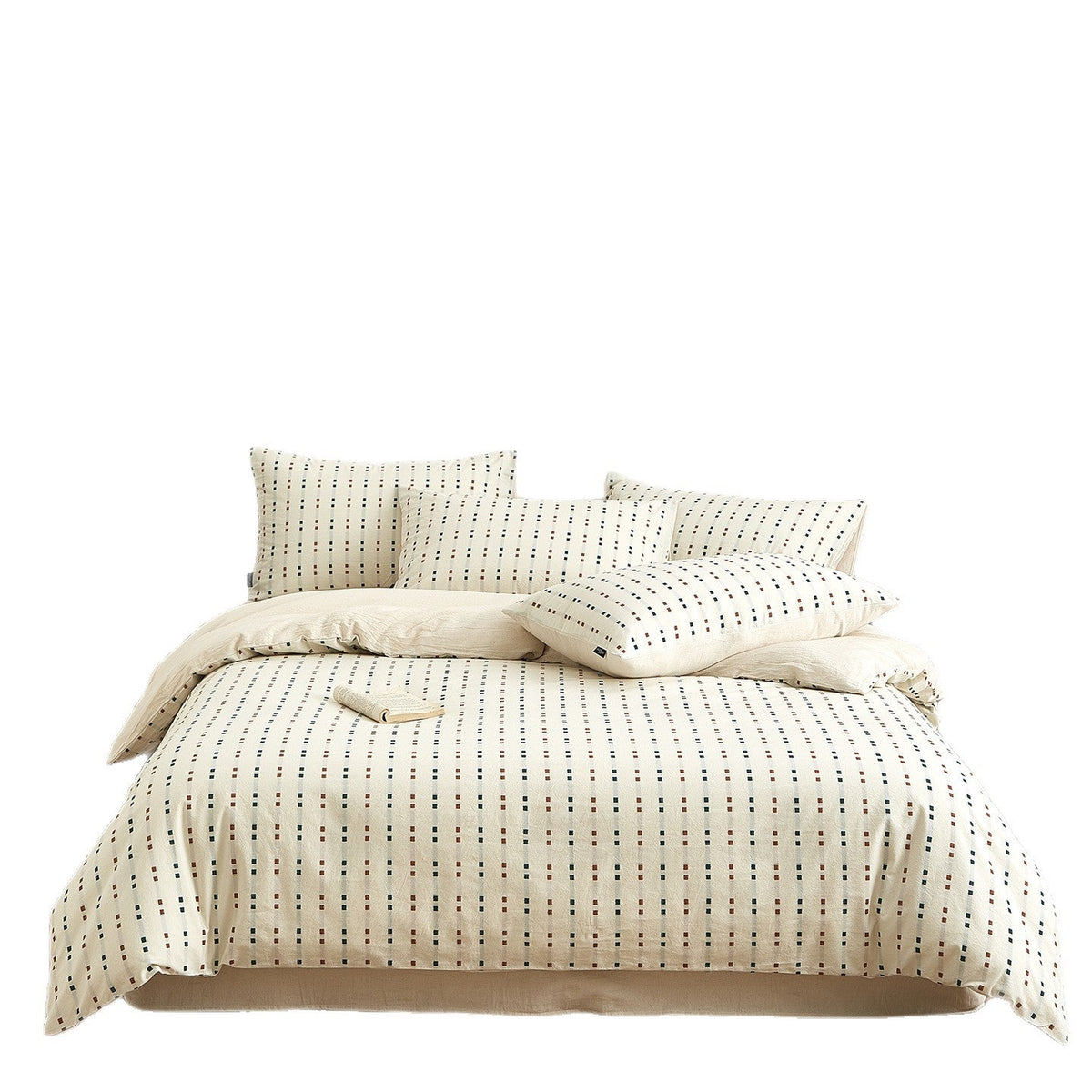 Bedding set made of cotton percale with fine geometric dot stripes — product view 5