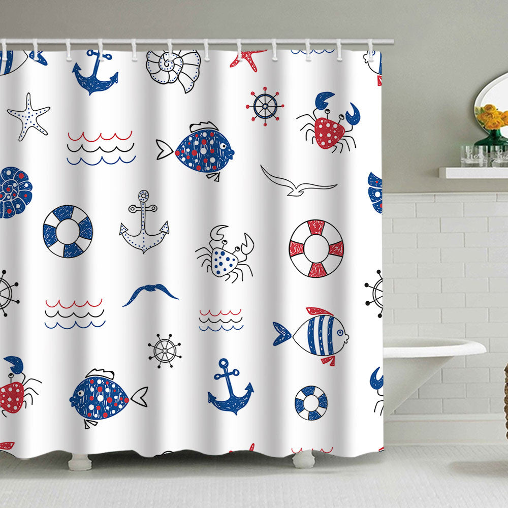Nautical-Themed Shower Curtain LoungeYard — product view 2