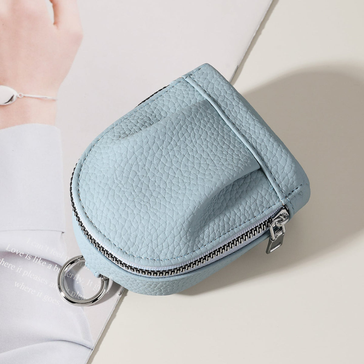 Textured Leather Coin Pouch — product view 1