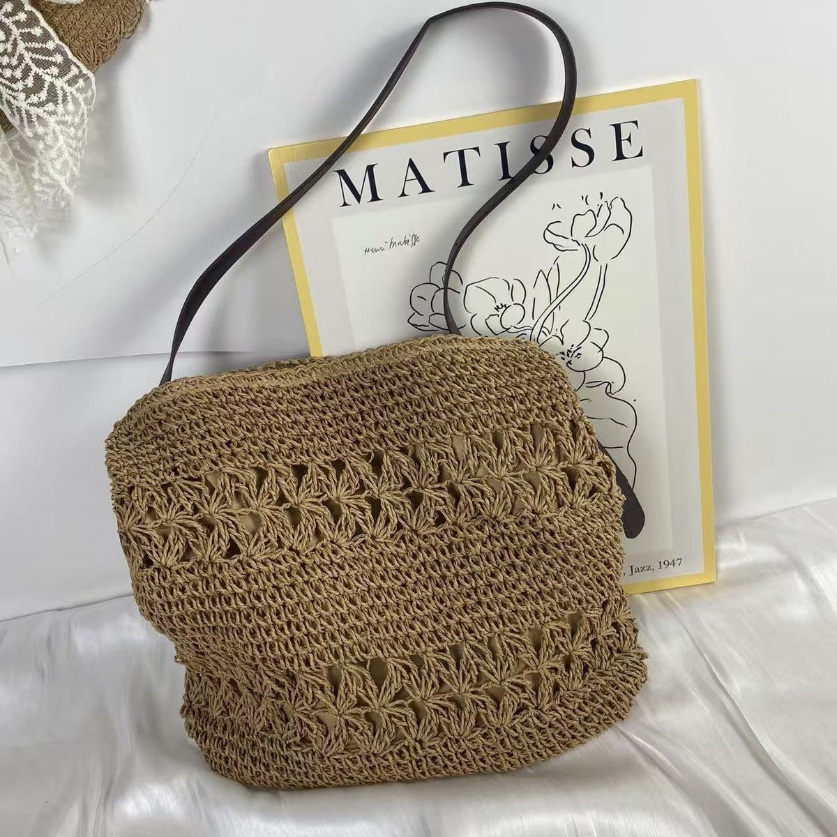 Woven Material Handbag with Adjustable Shoulder Strap LoungeYard — product view 3