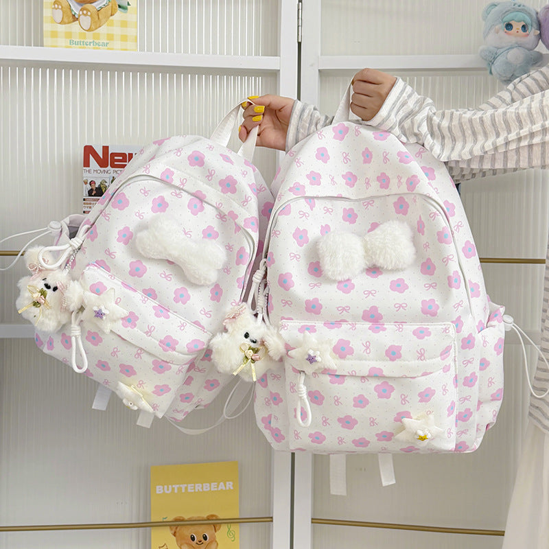 Floral-Embellished Patterned Backpack LoungeYard — product view 1