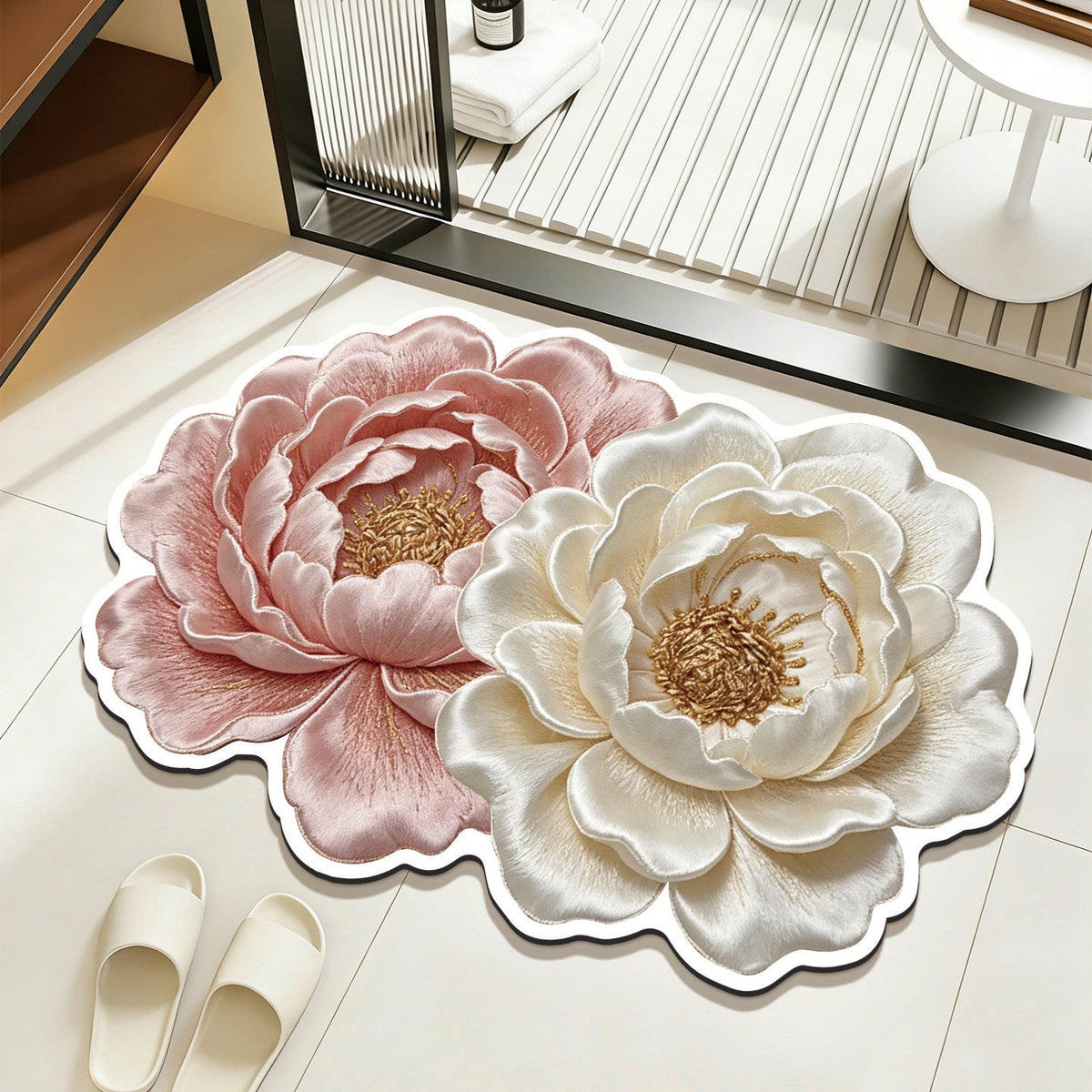 Floral Embroidered Bathroom Rug — product view 5