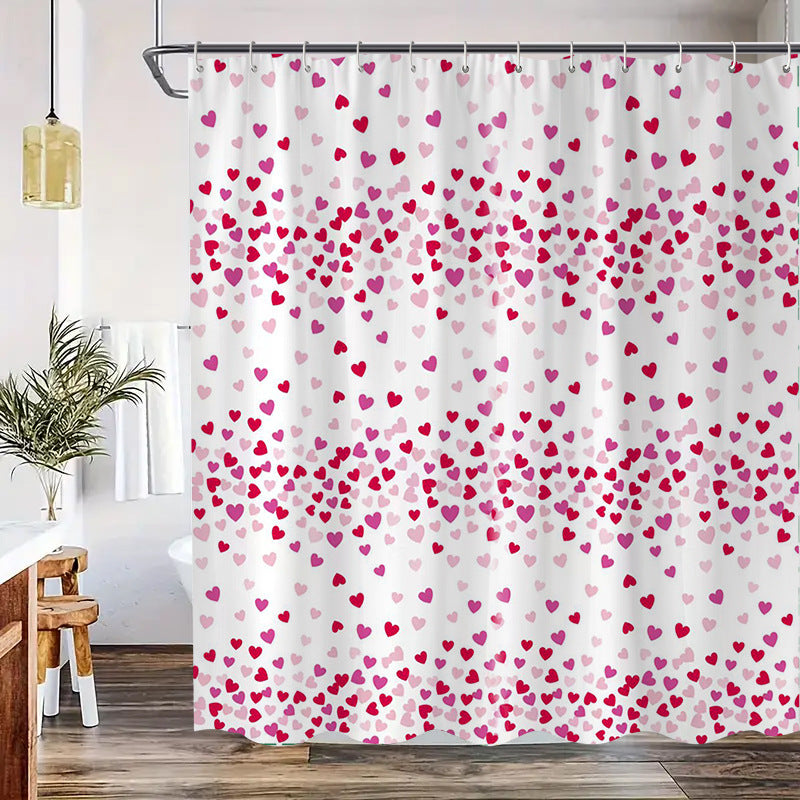 Heart Patterned Shower Curtain LoungeYard — product view 1