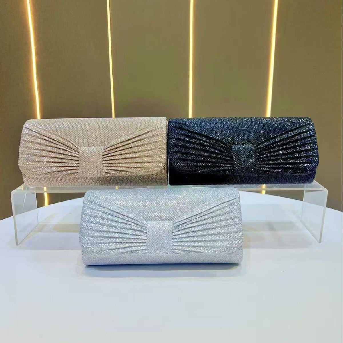 Glittering Pleated Evening Clutch — product view 4