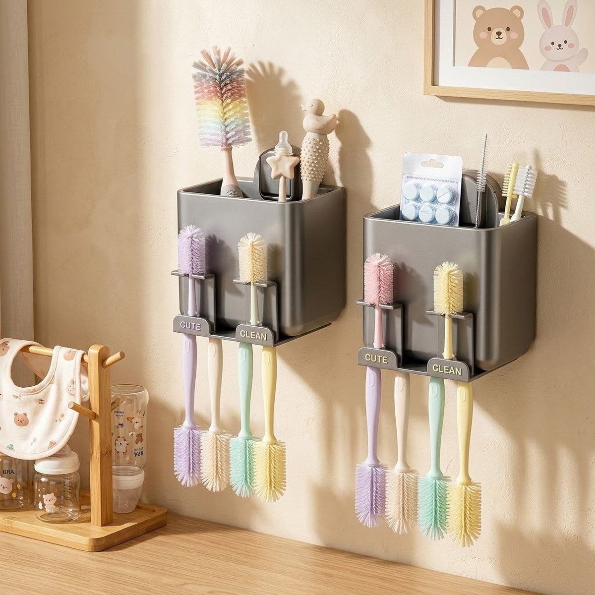 Wall-Mounted Toothbrush and Toothpaste Organizer — product view 1