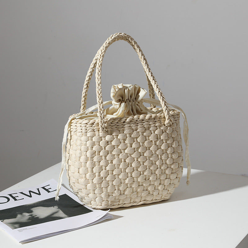 Handmade mini basket handbag with stylish woven pattern LoungeYard — product view 3
