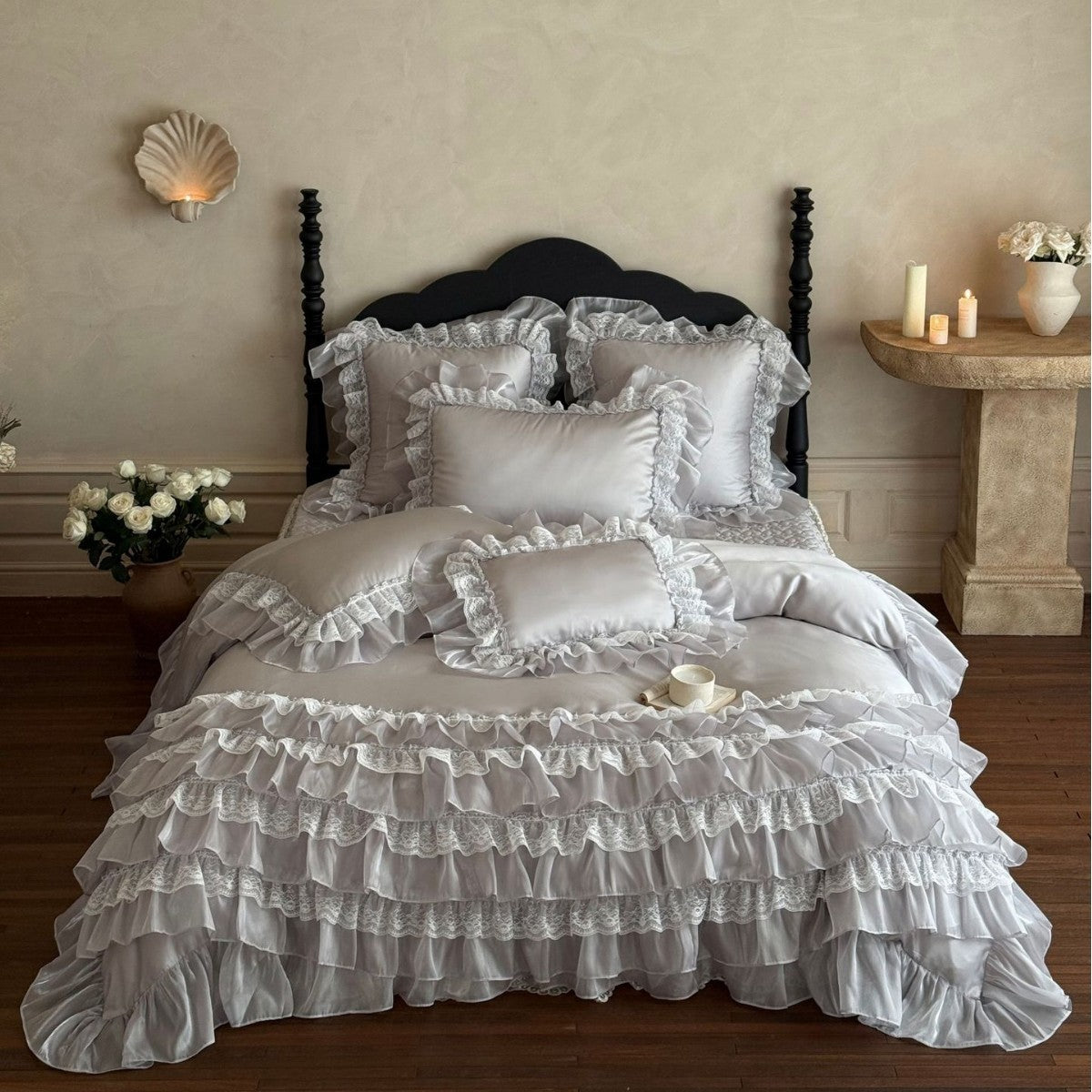 Multi-layered ruffle bedding set in vintage style — product view 6