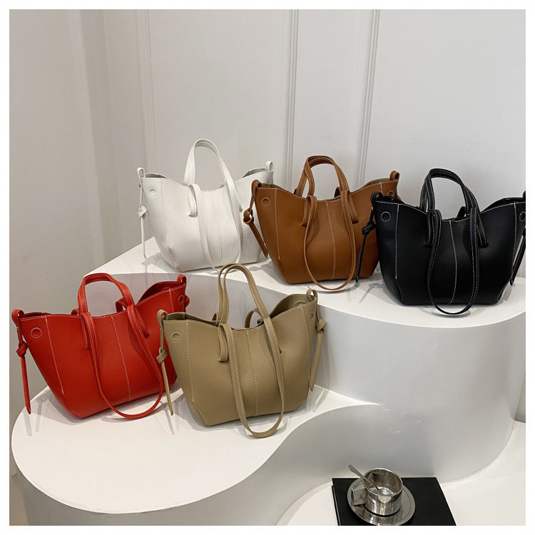 Textured Leather Everyday Tote Bag LoungeYard — product view 1