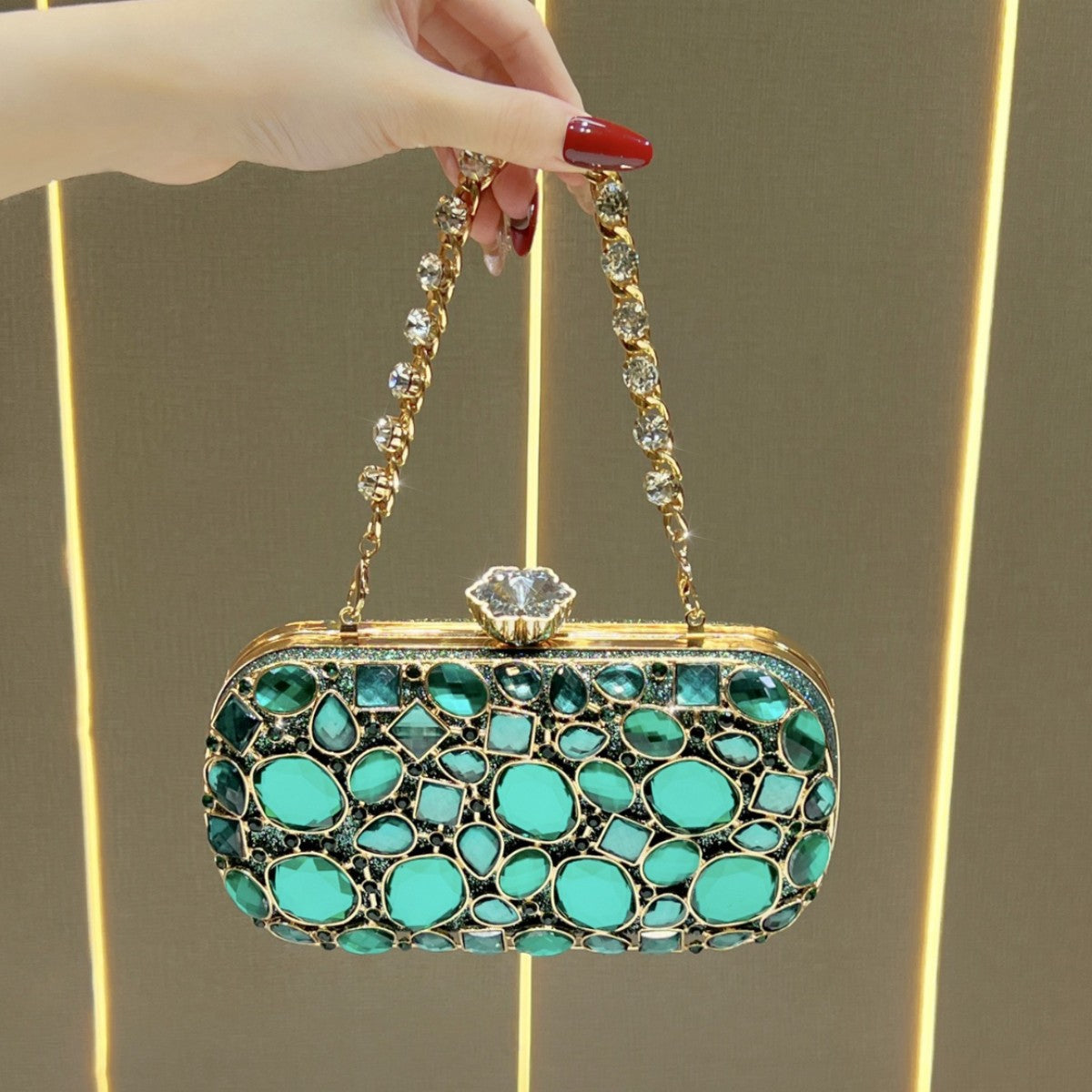 Decorative Crystal-Accented Evening Clutch — product view 6