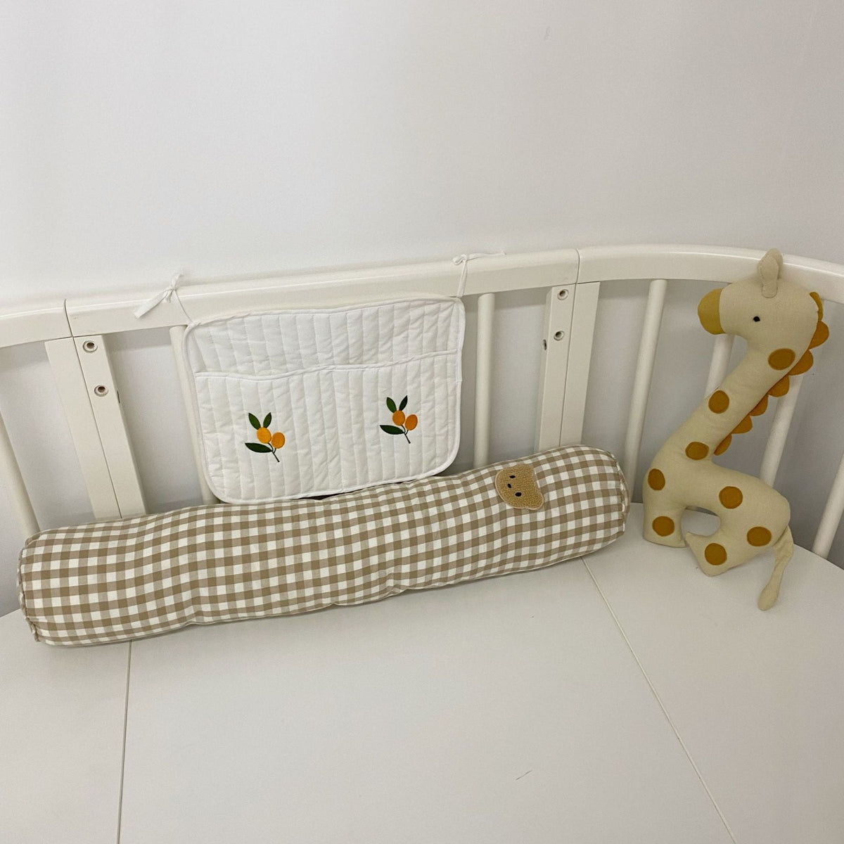 Long Gingham Crib Bolster Pillow for Nursery Support — product view 4