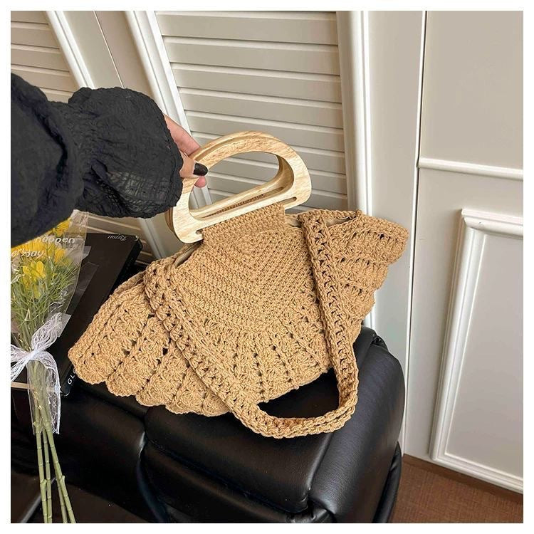 Handbag with Unique Wooden Handle Design LoungeYard — product view 1