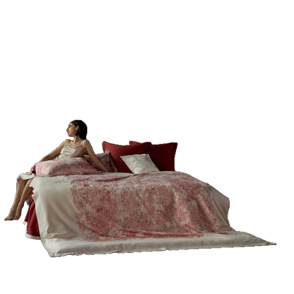 Bedding set made of cotton satin with floral jacquard bedspread and pillowcases — product view 4