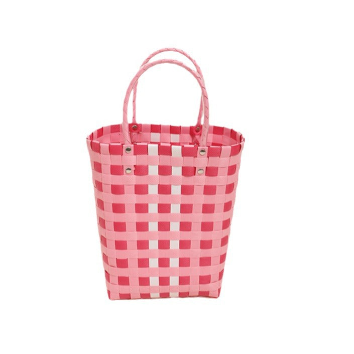 Braided Shopping Bag in Modern Checkered Pattern LoungeYard — product view 5