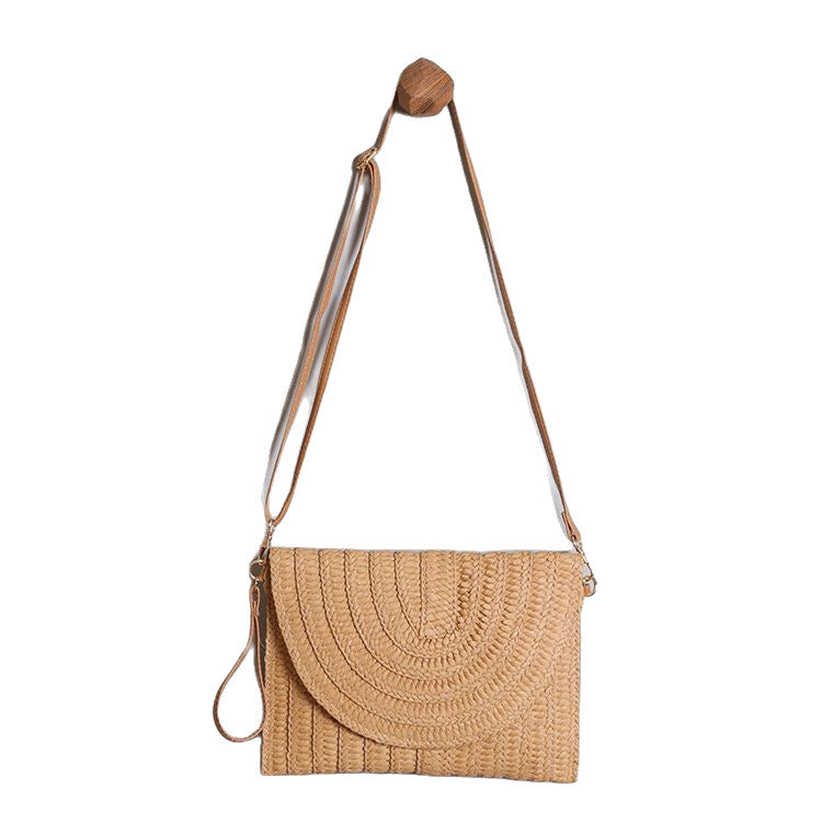 Handbag Made of High-Quality Woven Straw with Elegant Flap Closure LoungeYard — product view 5