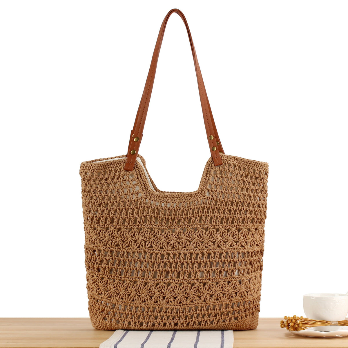 Macramé Handbag with Sturdy Handle LoungeYard — product view 6