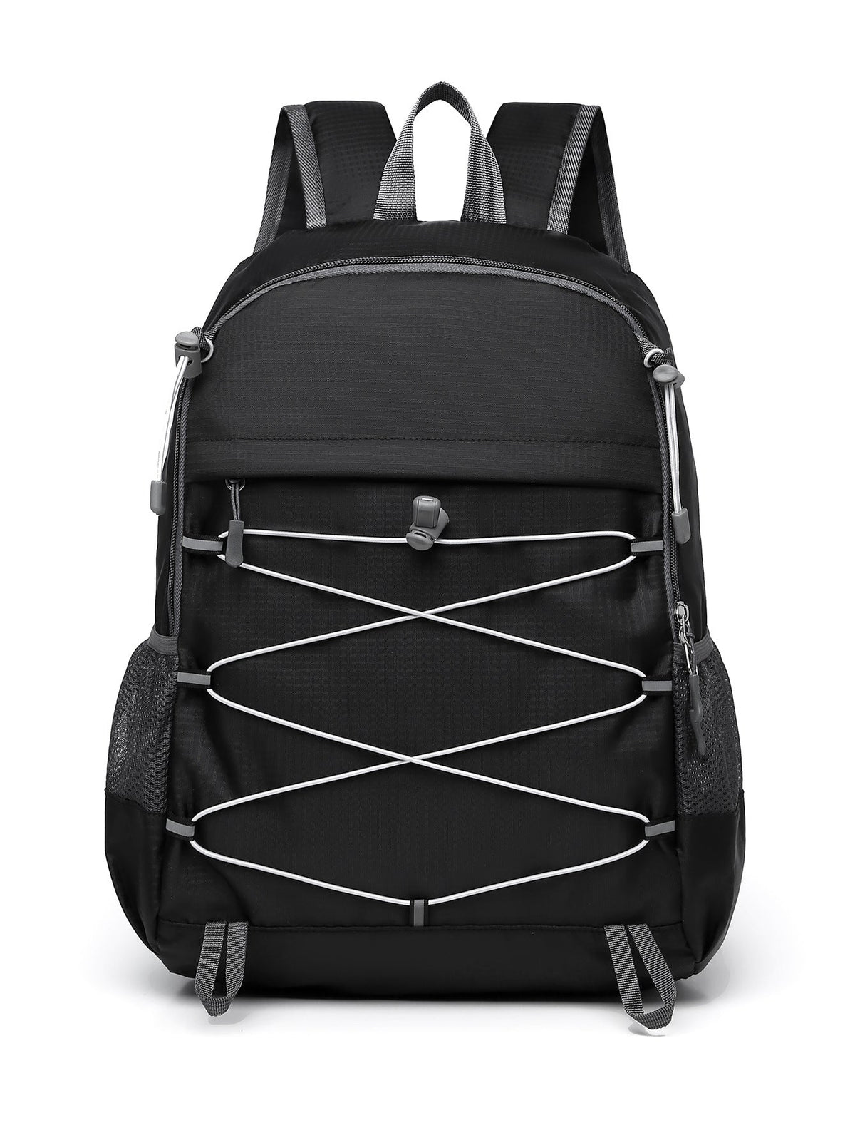 Unisex nan lightweight outdoor backpack with elastic tension strap and mesh side pockets LoungeYard — product view 3