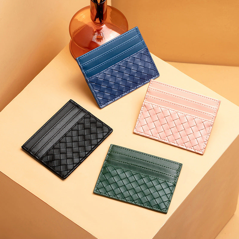Premium Woven Leather Cardholder LoungeYard — product view 1