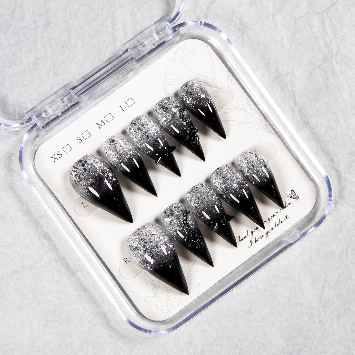 Glitter Ombre Stiletto Press-On Nails — product view 2