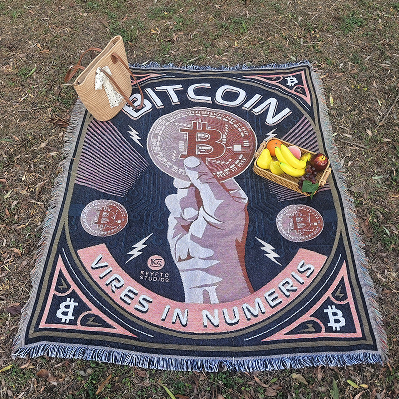 Bitcoin-Themed Tapestry Blanket — product view 2