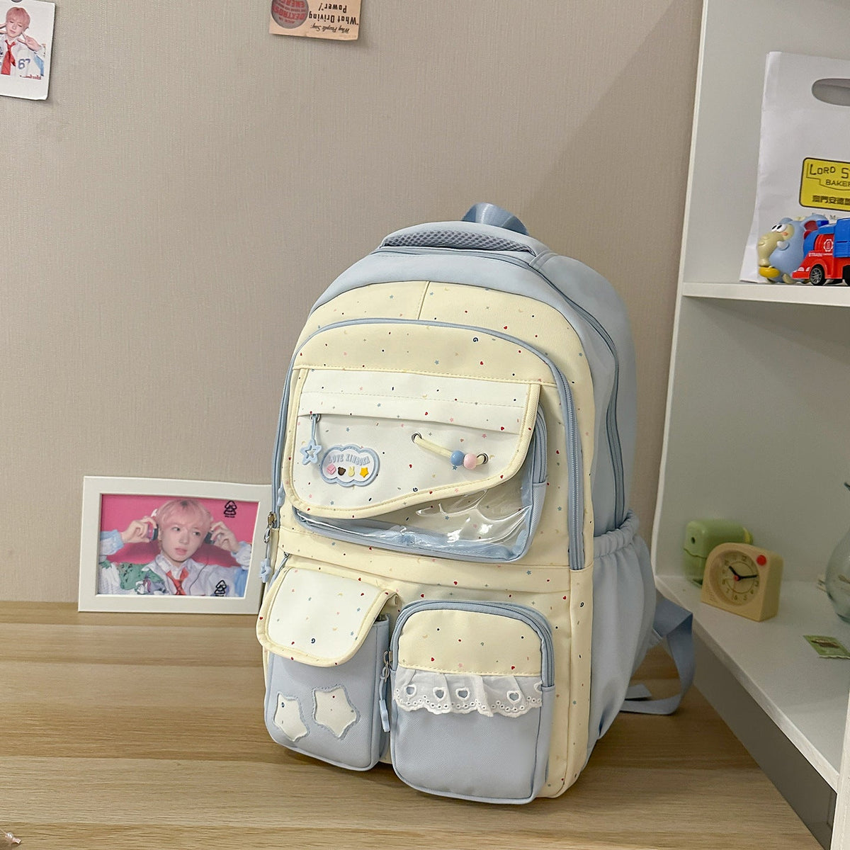 Multi-Pocket Casual Backpack with Transparent Window LoungeYard — product view 6