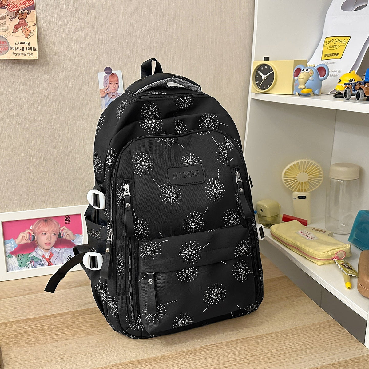 Floral-Printed Backpack with Adjustable Straps LoungeYard — product view 6