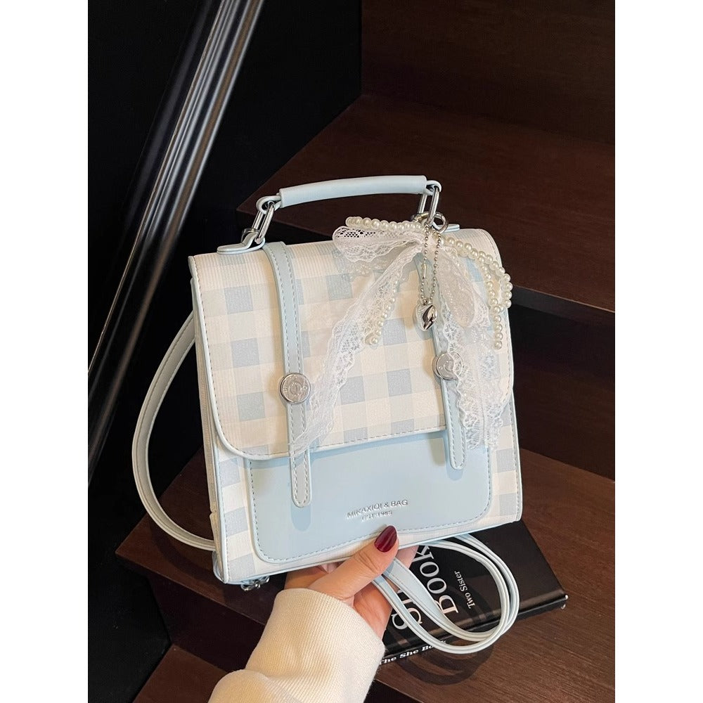 Vintage-Style Checkered Crossbody Bag LoungeYard — product view 1