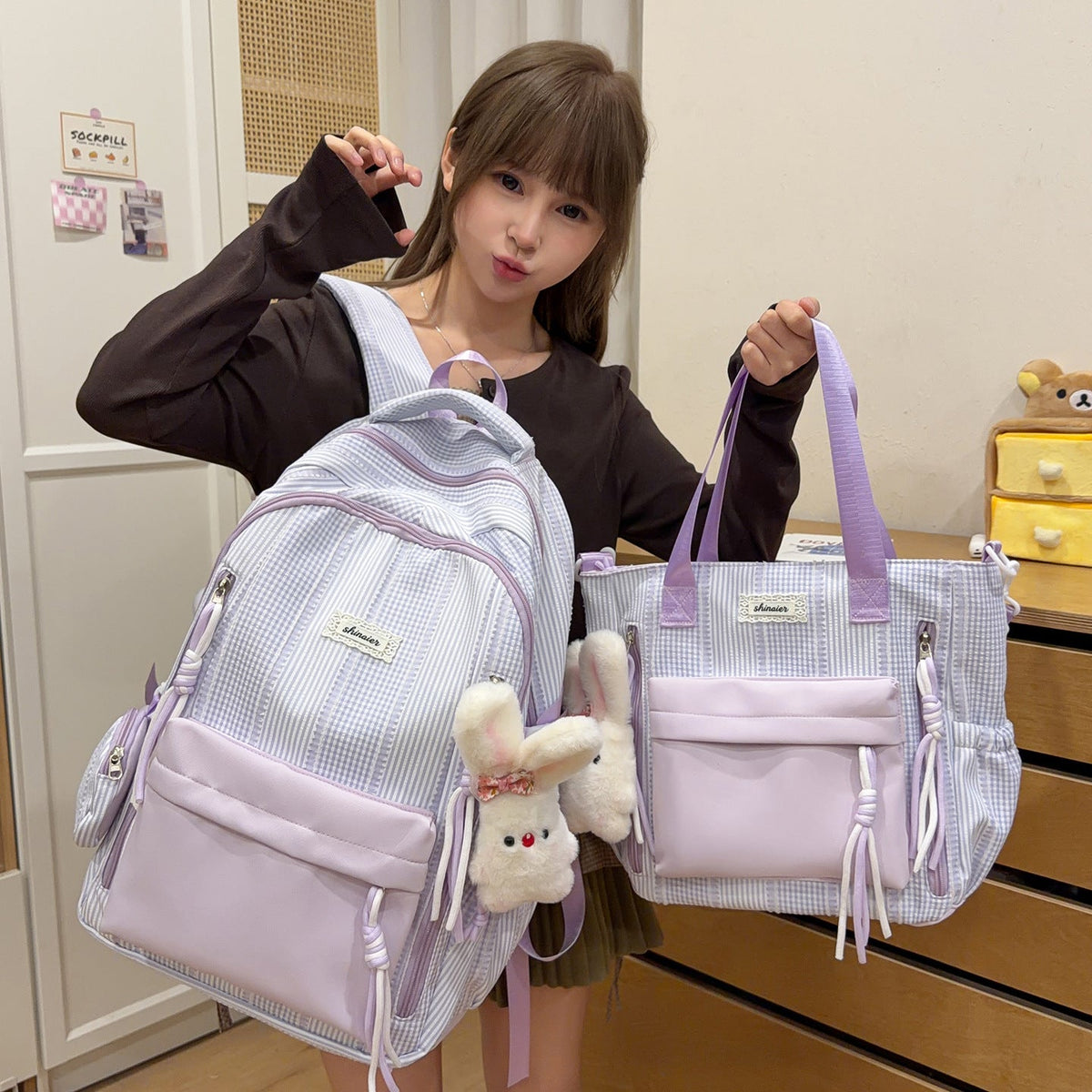 Multi-Functional Striped Backpack LoungeYard — product view 3