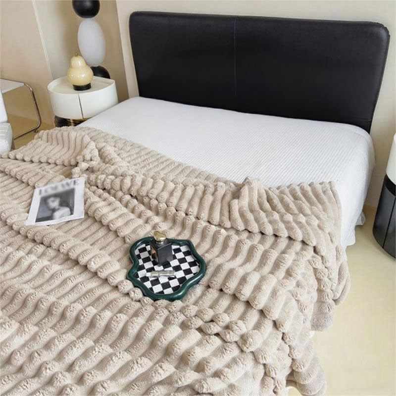 Women Plush Bedspread with Textured Design LoungeYard — product view 3