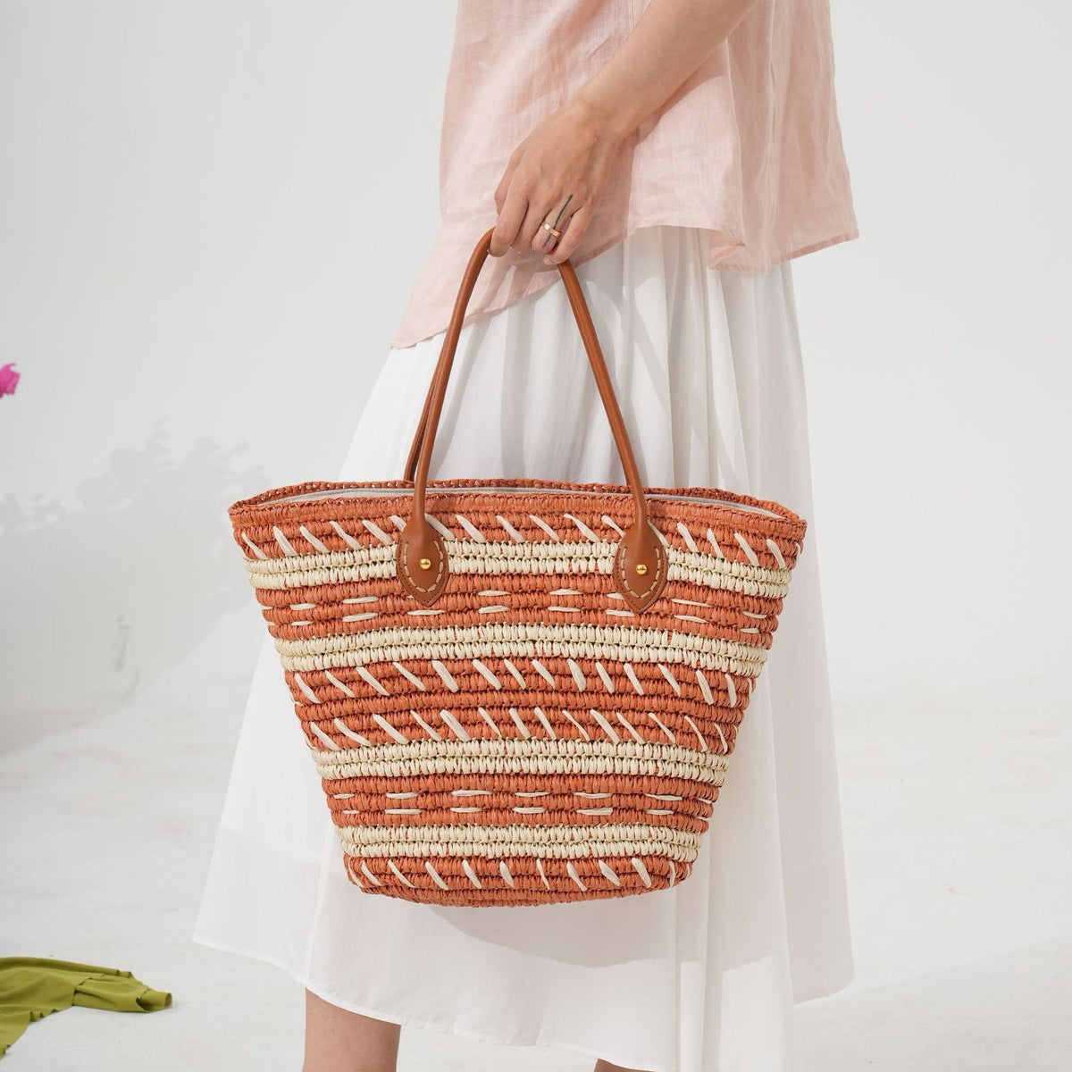 Polka Dot Rattan Handbag LoungeYard — product view 3