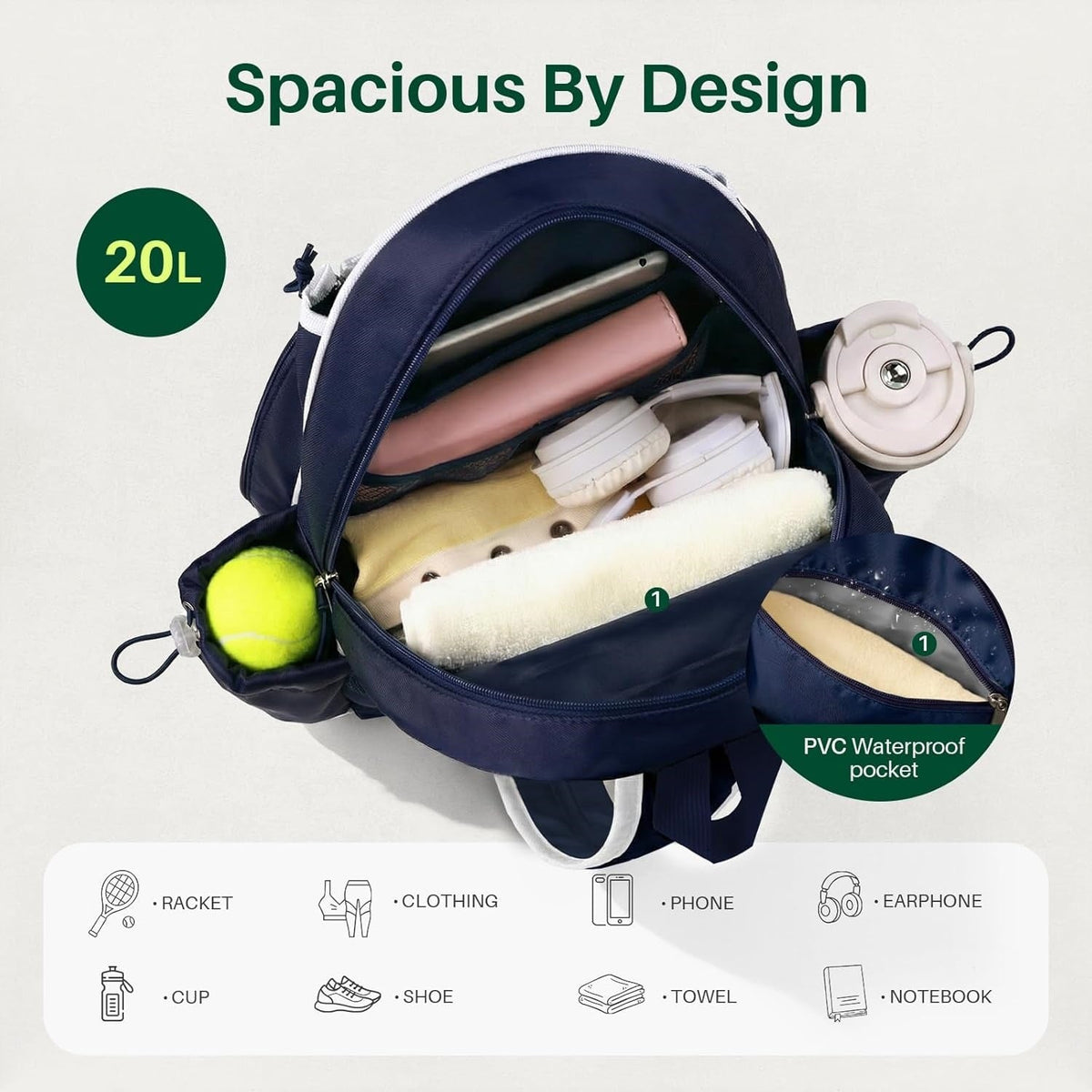 Tennis Racket Backpack LoungeYard 1789493520 — product view 3